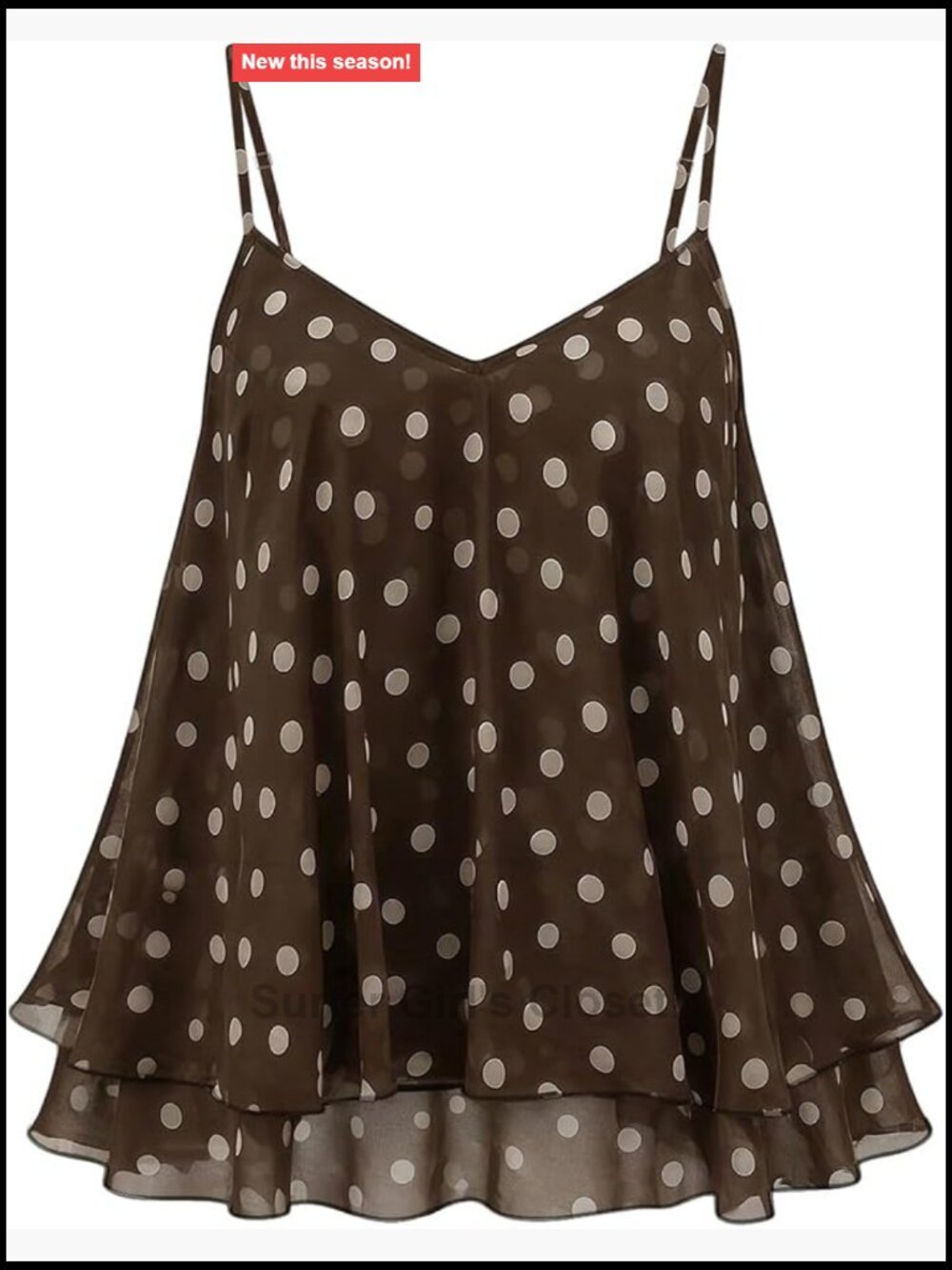 Polka Dot V Neck Sleeveless Flowy Camisole Top